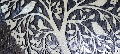 Bird motif laser cut from 3mm birch